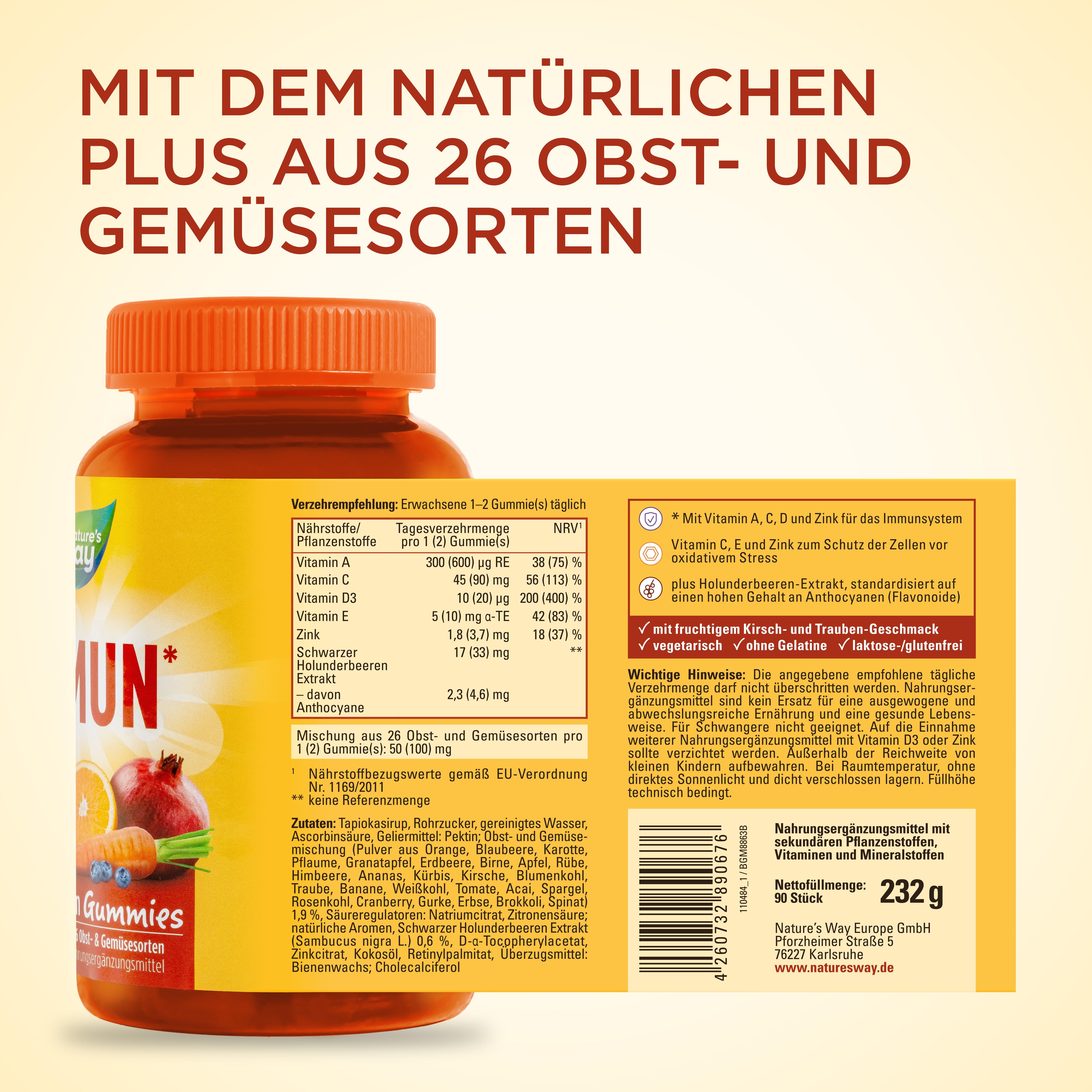 Nature's Way Immun Multivitamin Gummies - Mit Vitamin A, C, D & Zink fürs Immunsystem