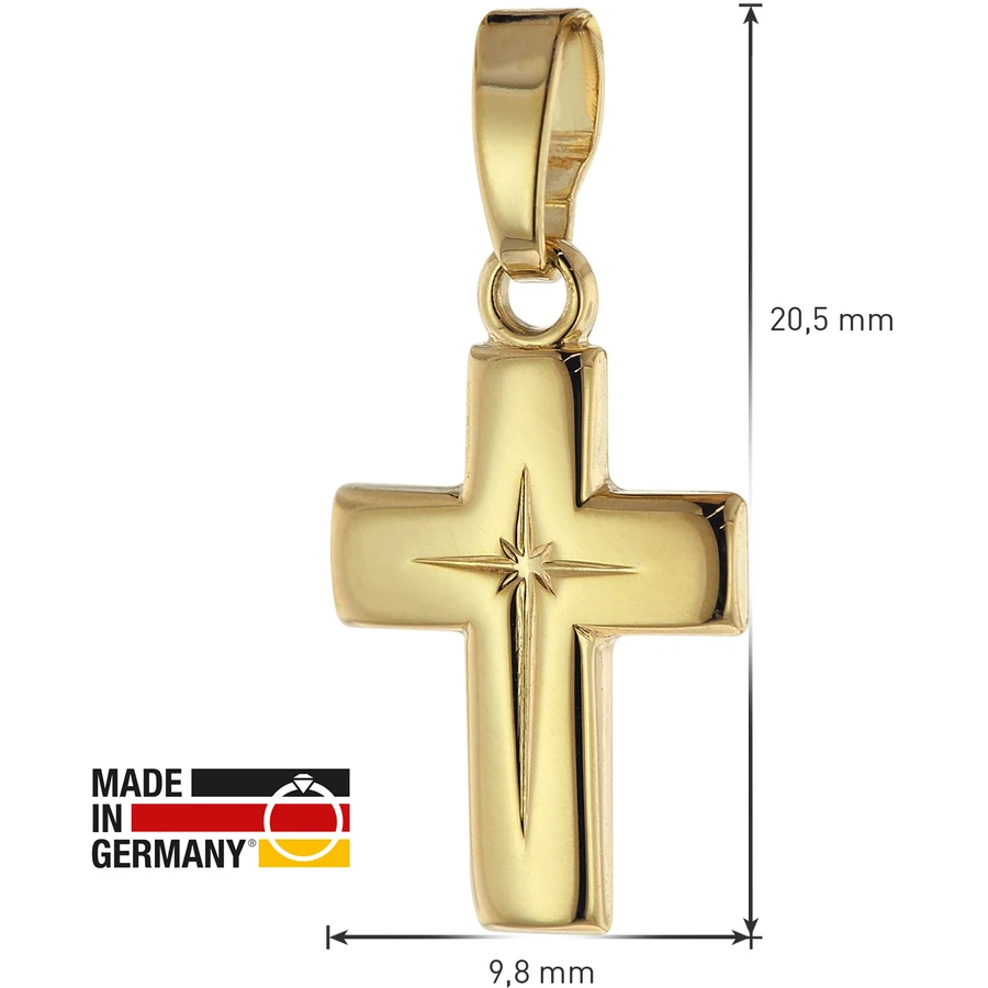 trendor Kinder Kreuz-Anhänger Gold 333 (8 Karat) + plattierte Halskette gold
