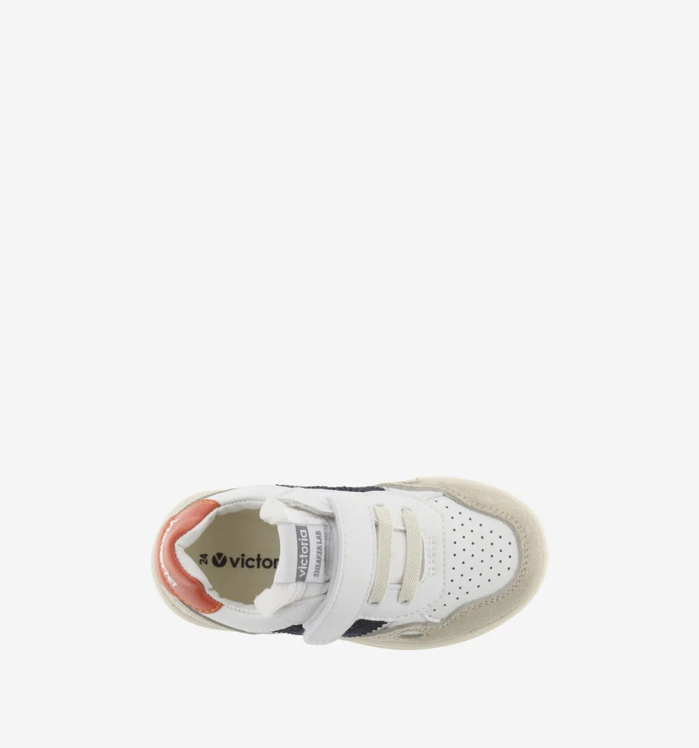 SEUL BRIDE EFFET CUIR & CUIR FENDU Baskets à semelles beiges pour enfant NARANJA