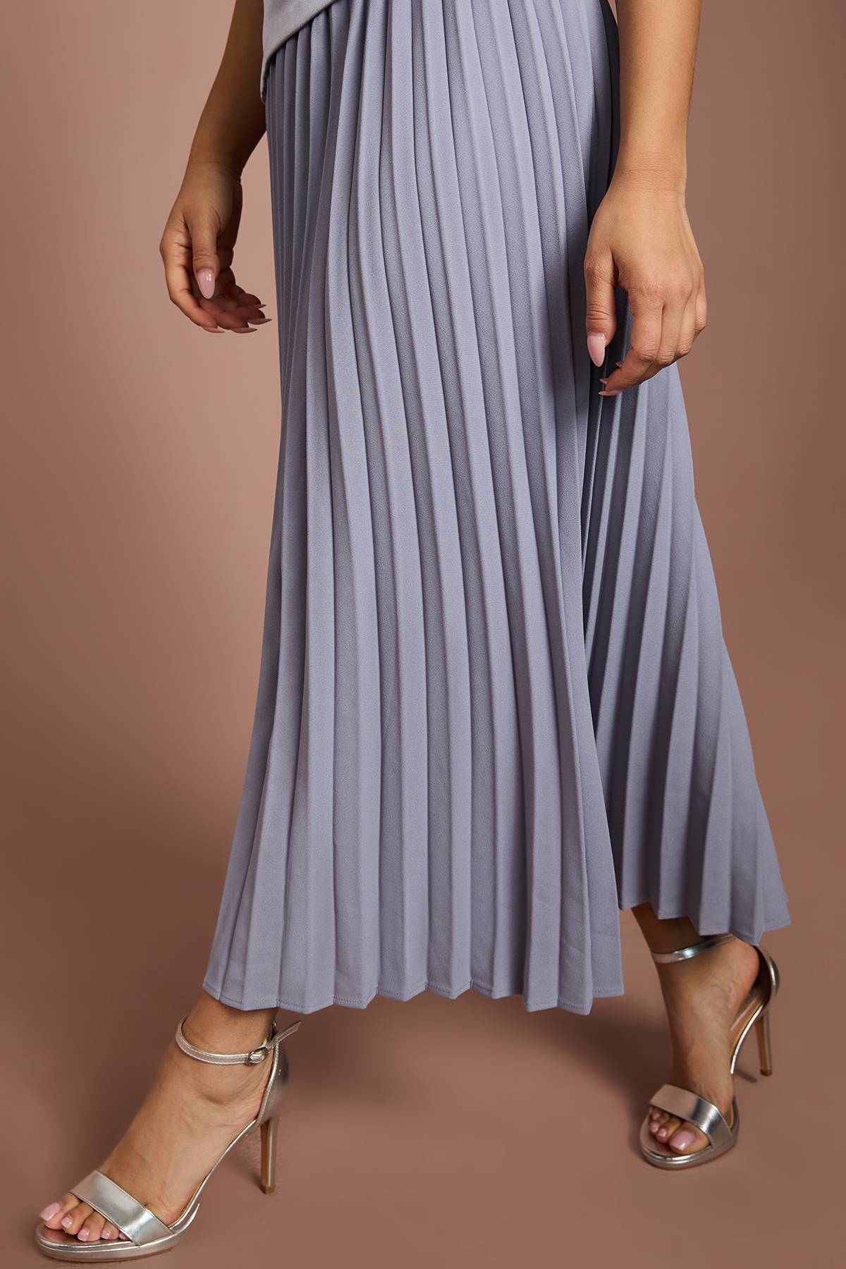 Coast Robe Midi Drapée Col Montant Jupe Plissée Petite Taille