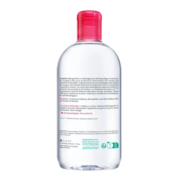 Água Micelar de Limpeza Bioderma Créaline H2O para Pele Sensível 500ml