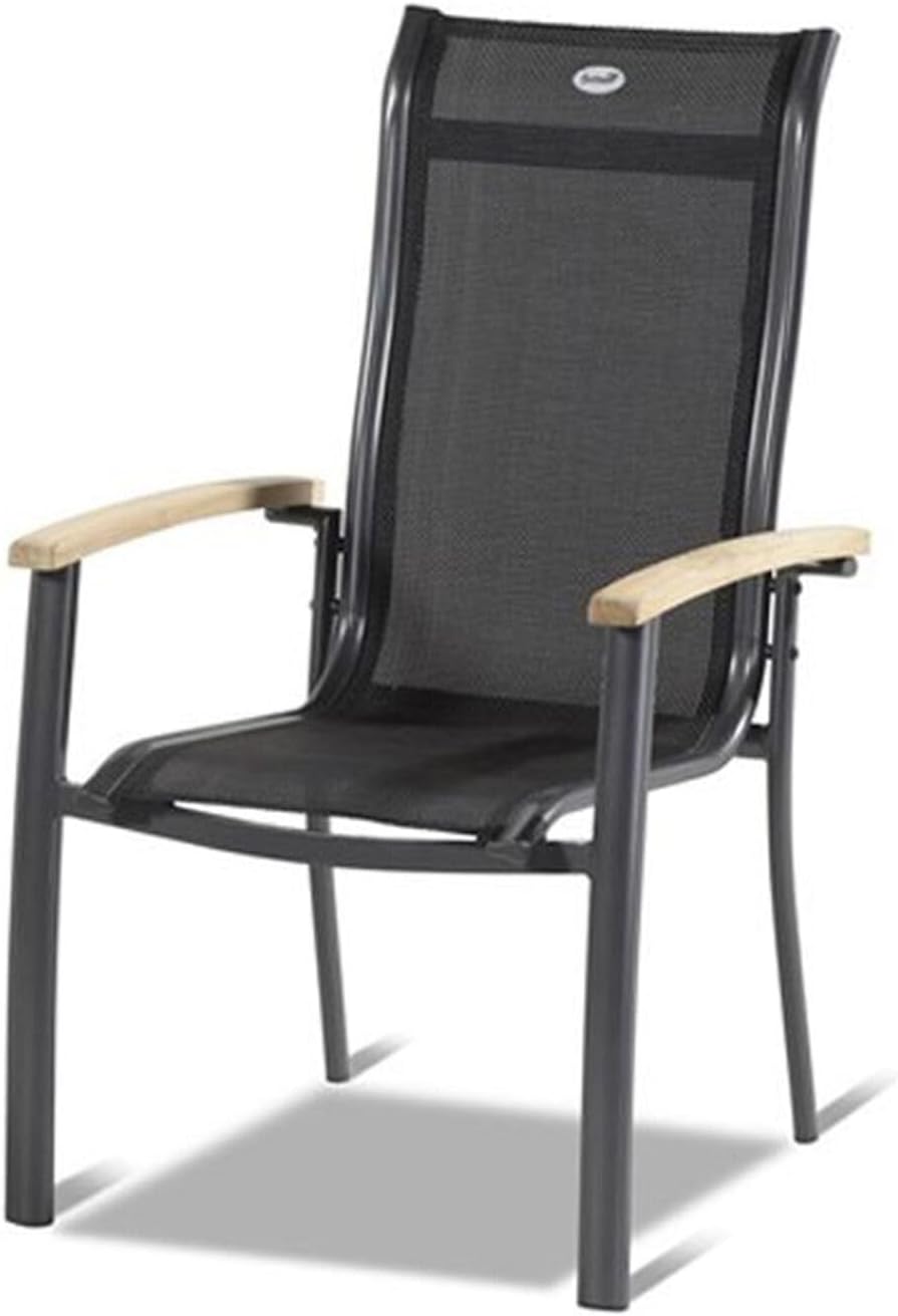 Hartman Alice Stapelsessel, xerix/schwarz, Alu/4x4 Textilen, mit Teak-Armlehnen
