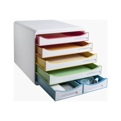 Exacompta Black Office - Module de classement 6 tiroirs - blanc/arlequin