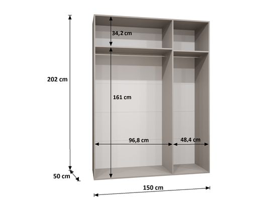 ABIKS MEUBLES - Armoire marbella 3 202/150/52 3 portes (blanc/doré)
