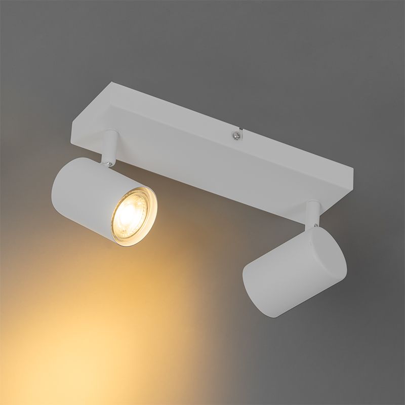 Moderne plafondlamp wit 2-lichts verstelbaar rechthoekig - Jeana