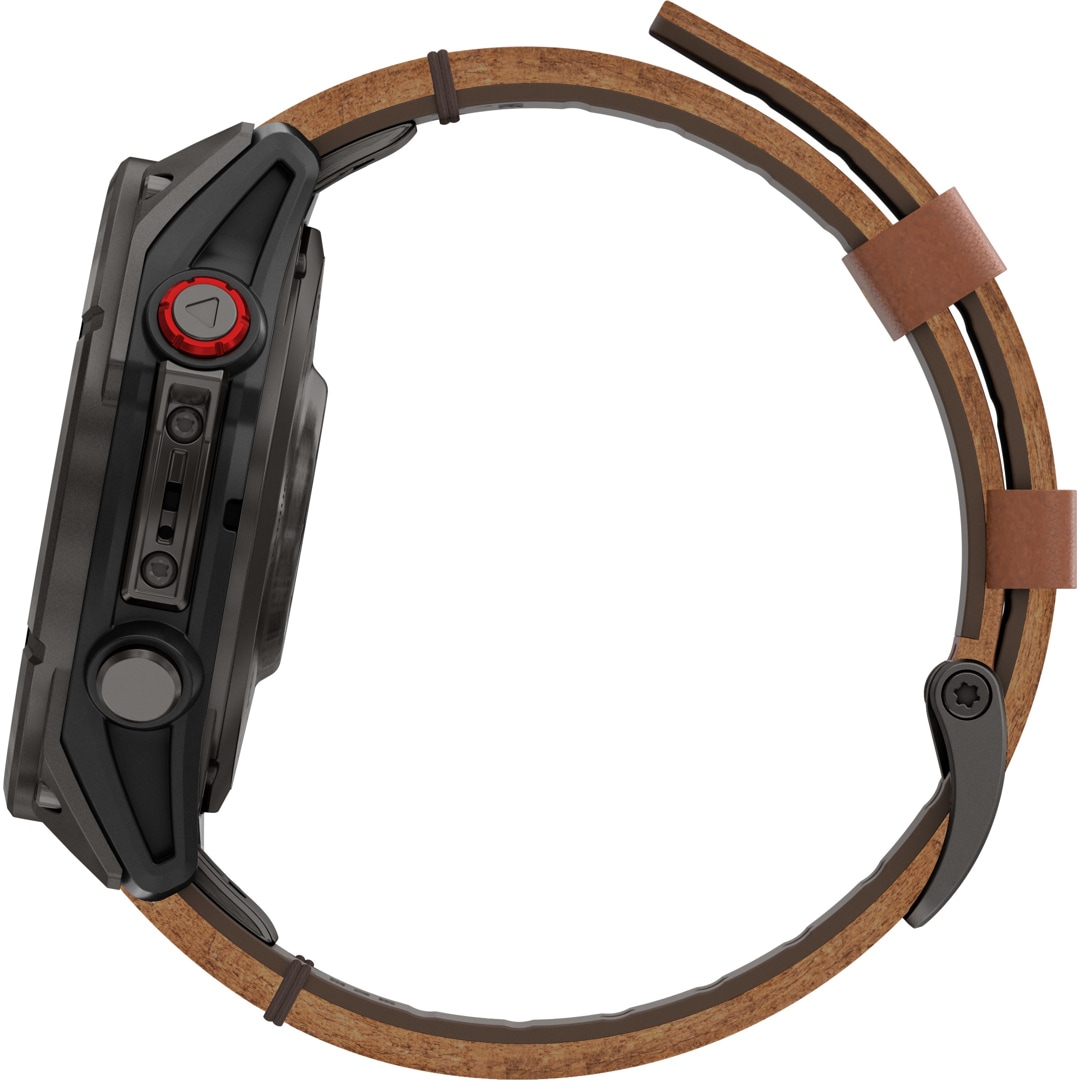 Garmin Fenix 8 Pro - 47mm AMOLED Sapphire Carbongrau / Leder braun