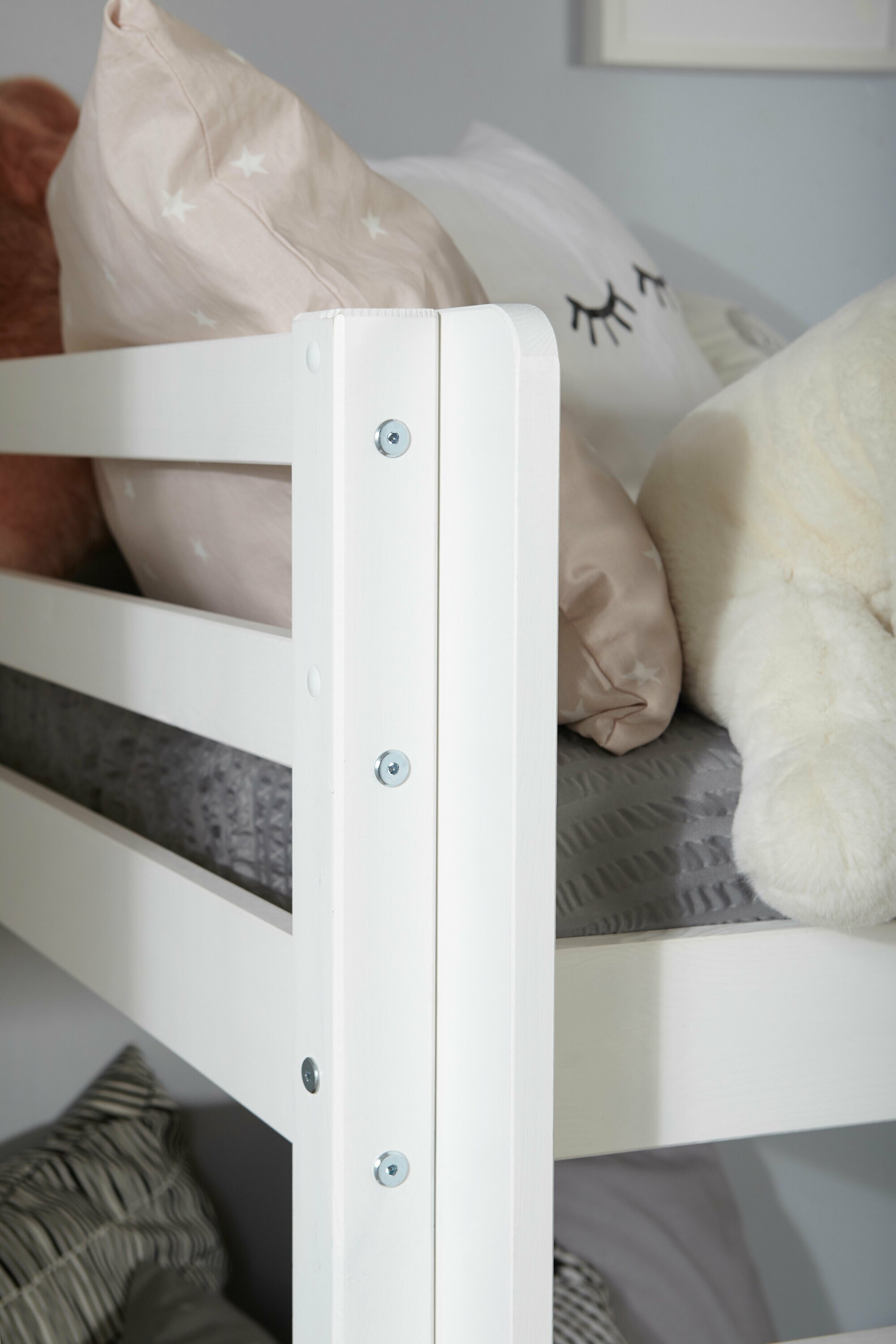 TiCAA Etagenbett Finn Weiß mit 5er Schubkästen