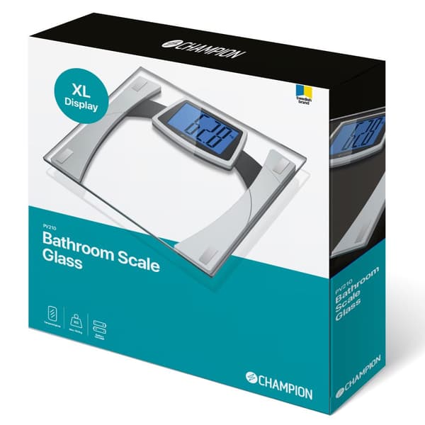 Personvekt XL Display Glass PV210 Sølv/Sort