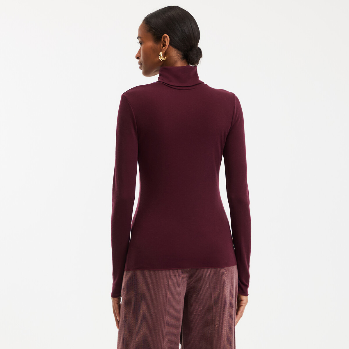 COLEÇÃO LA REDOUTE<br>Camiseta de gola alta em mistura de liocel, mangas compridas