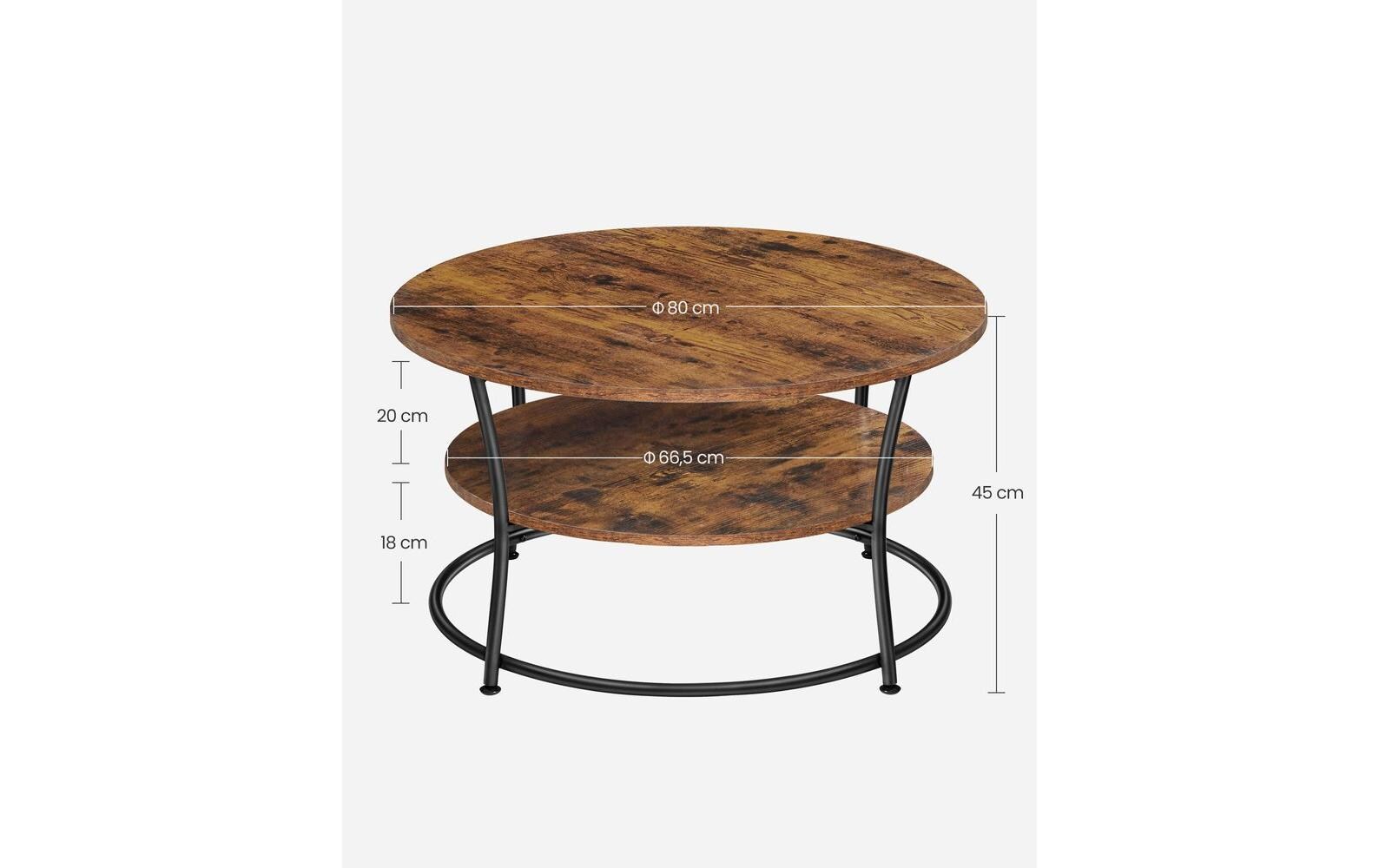 Couchtisch 80 x 46.5 cm, Braun/Schwarz<br>Runder Wohnzimmertisch