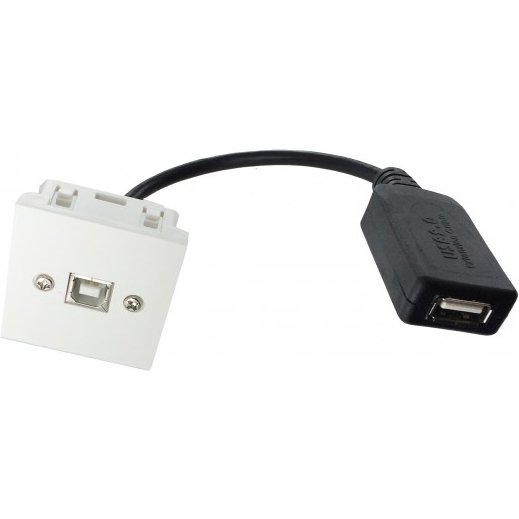 Neklan Plastron45x45USB B F/USB A F ampli-0,2m câble USB USB 2.0 USB B Noir, Blanc