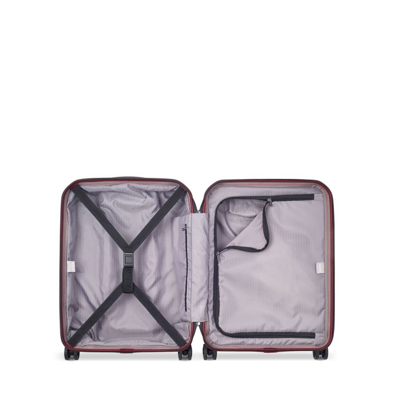 Valise cabine rigide Securitime Zip Slim port USB 55 cm Rouge