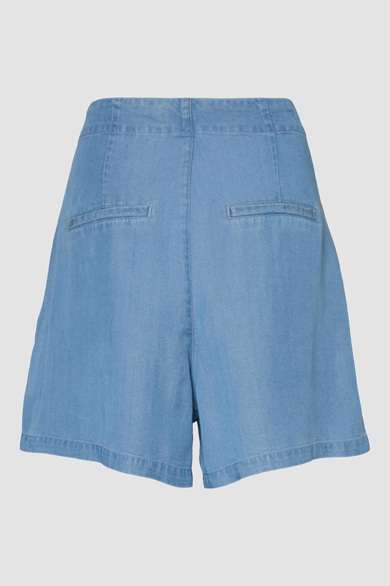 Shorts femininos de cintura média com cordão ajustável - Azul