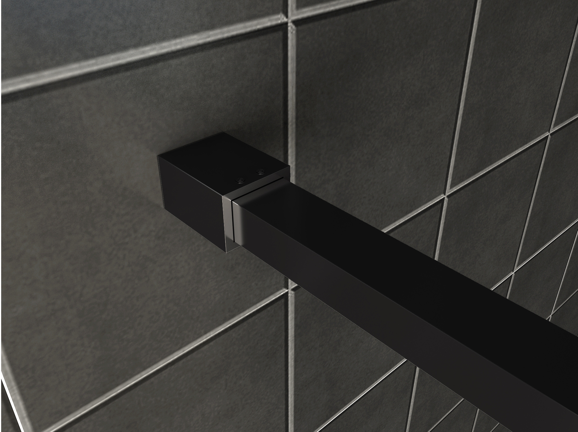 Mueller Slimline muurprofiel en stabilisatiestang voor losse glaswand zwart