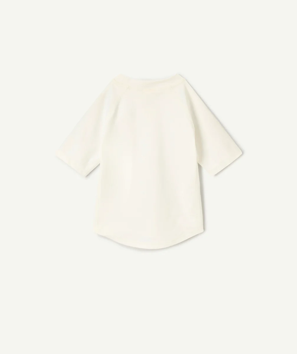 LASSIGT-SHIRT MANCHES COURTES MIXTE ANTI-UV ÉCRU MOTIF PALMIER