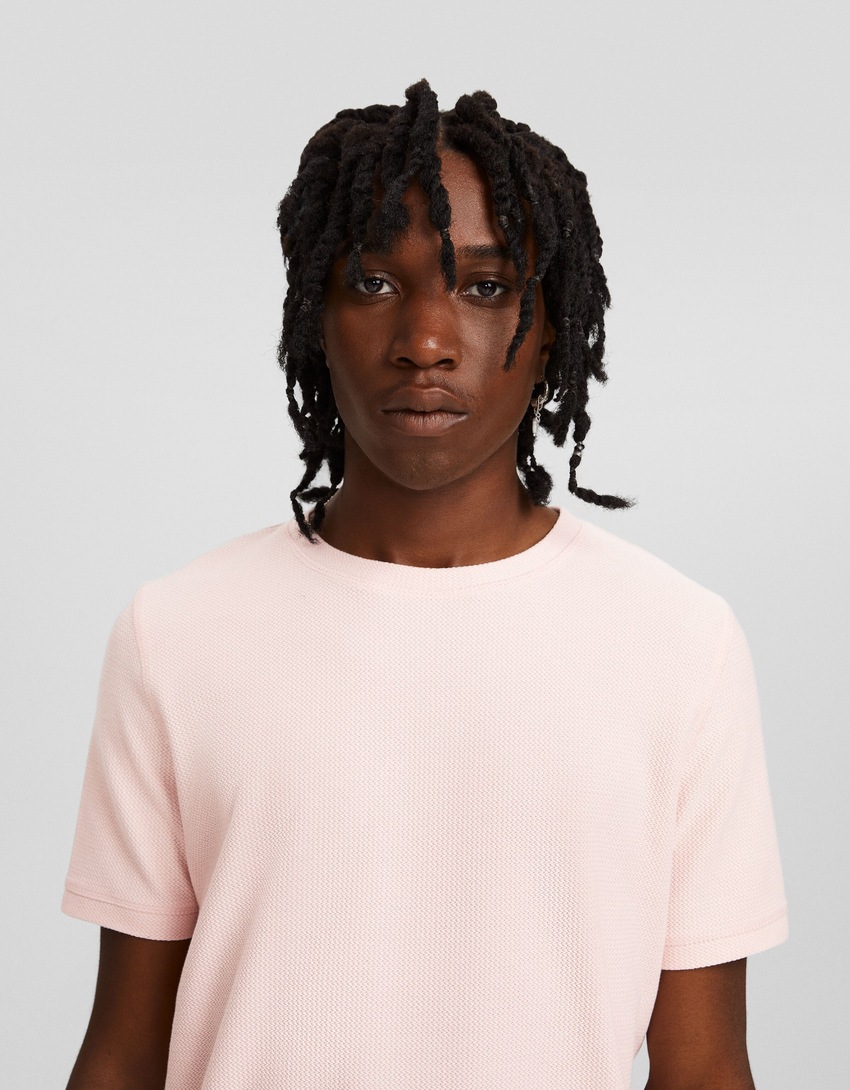 Camiseta texturizada de manga curta
