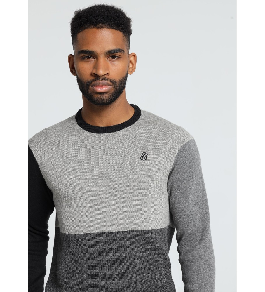 Camisa de gola redonda cinza Bendorff