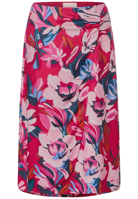 Midi Wickelrock mit Print - berry rose