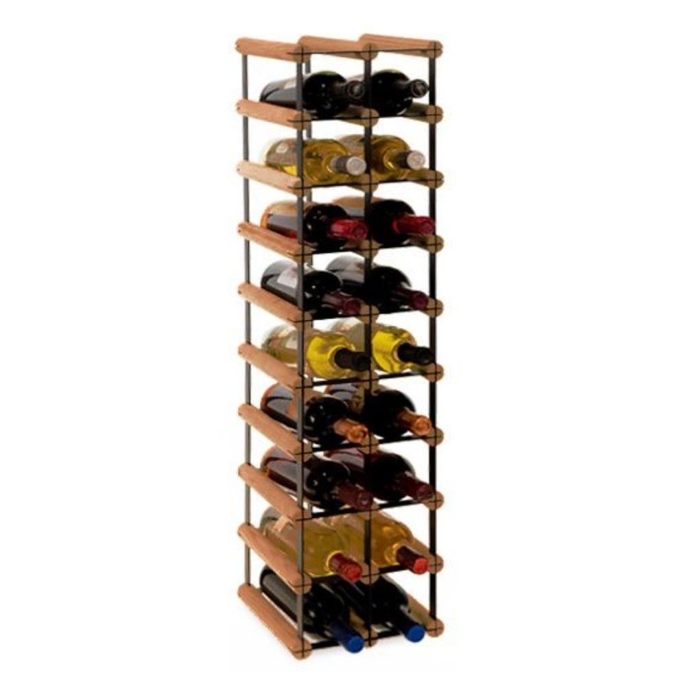 PROREGAL Modulair Wijnrek Vinotega Mod Metaal HxBxD 92,5 x 22,5 x 24,5 cm 2 x 9 Flessen Massief grenenhout Bruin Geolied