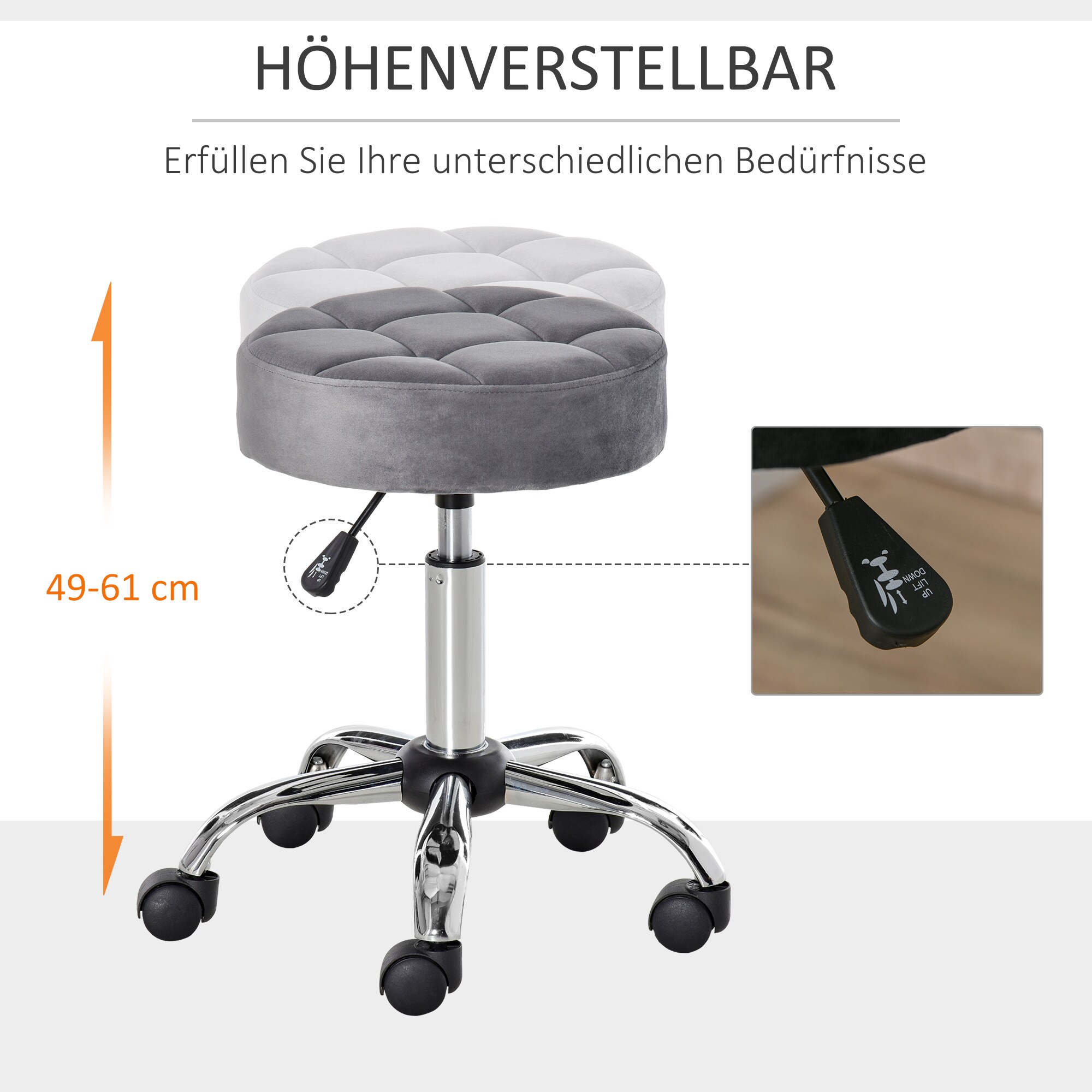 HOMCOM Salonhocker höhenverstellbar 35 x 49-61 cm