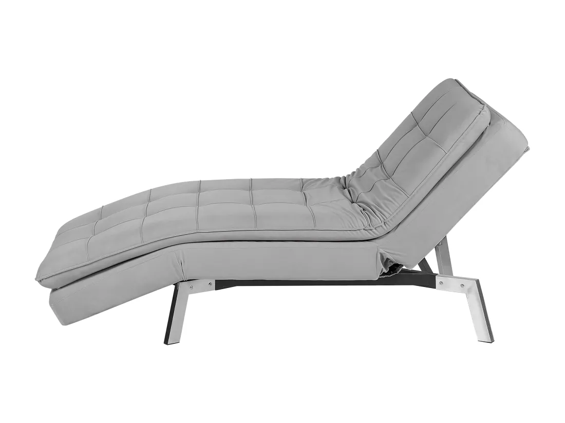 Chaise longue réglable gris clair LOIRET
