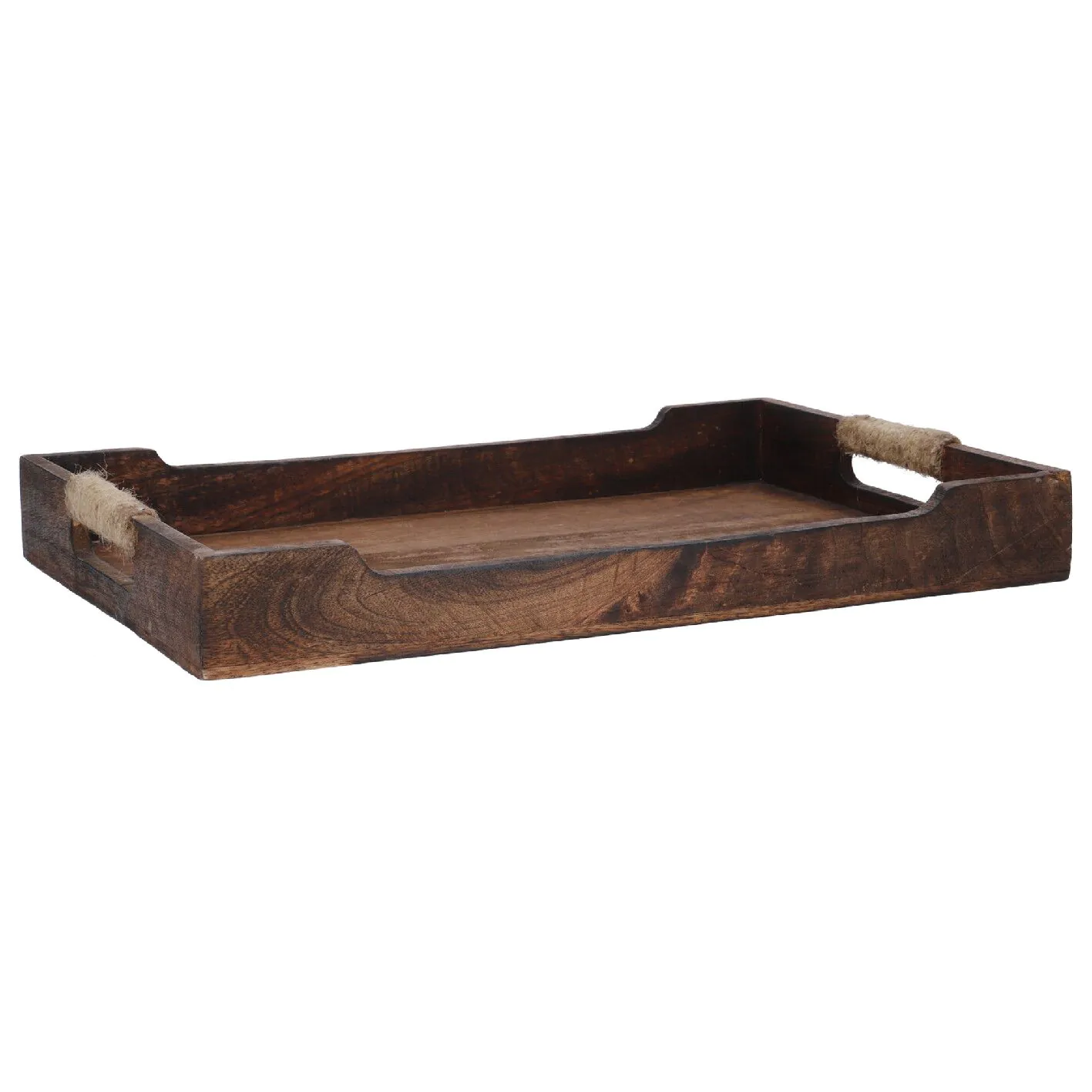 Tablett mit Seilgriff, braun, 45.5 x 30 cm
