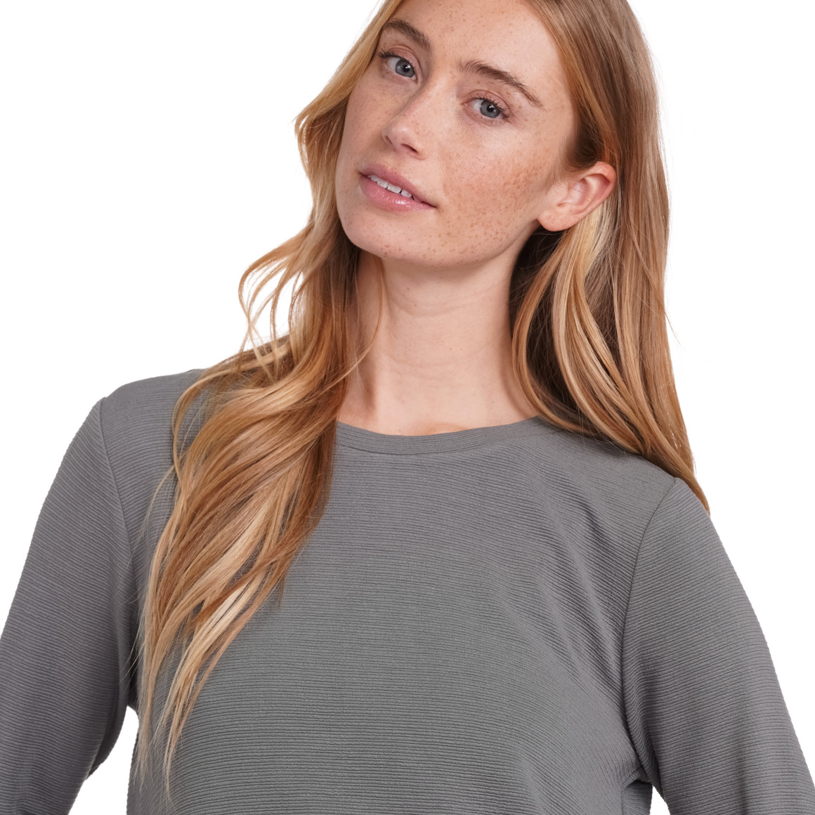 Gina Benotti Damen Langarmshirt in strukturierter Qualität grau