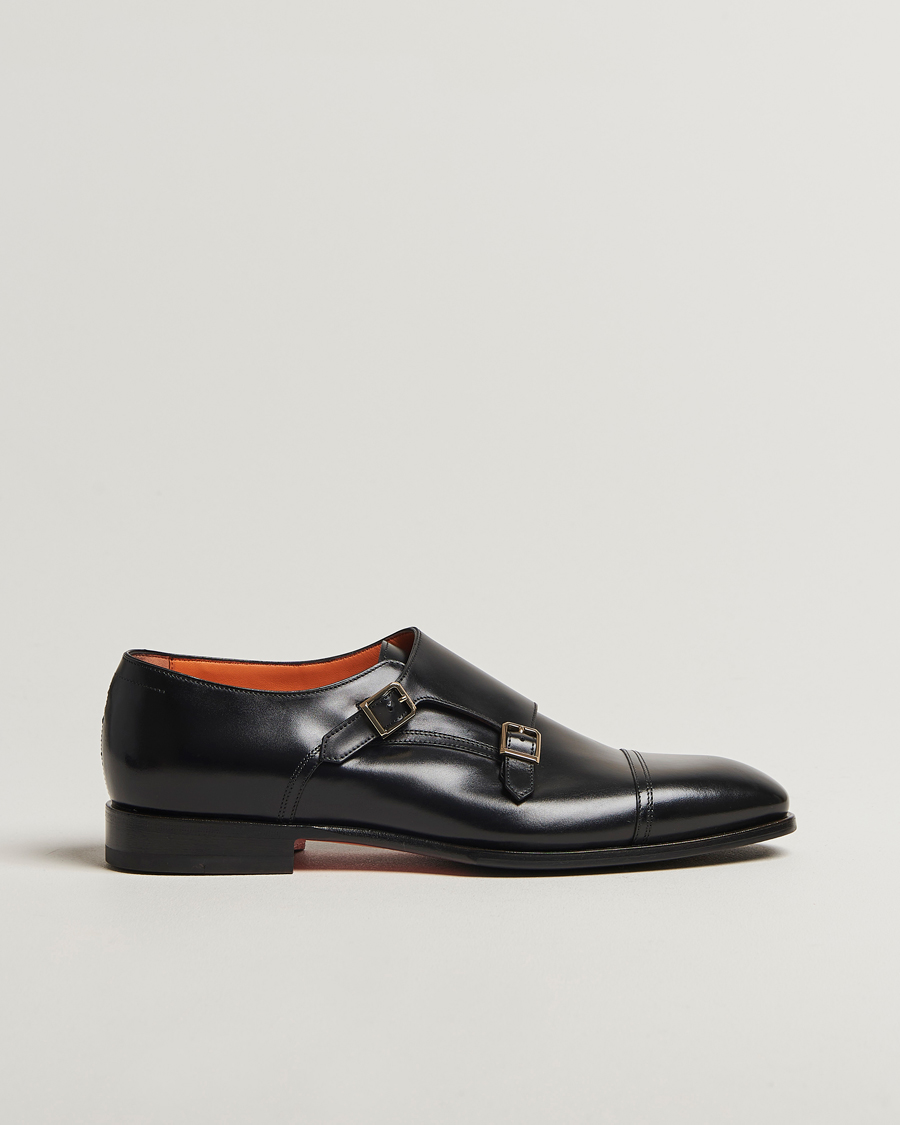 Santoni Adrian Double Monk Black Calf