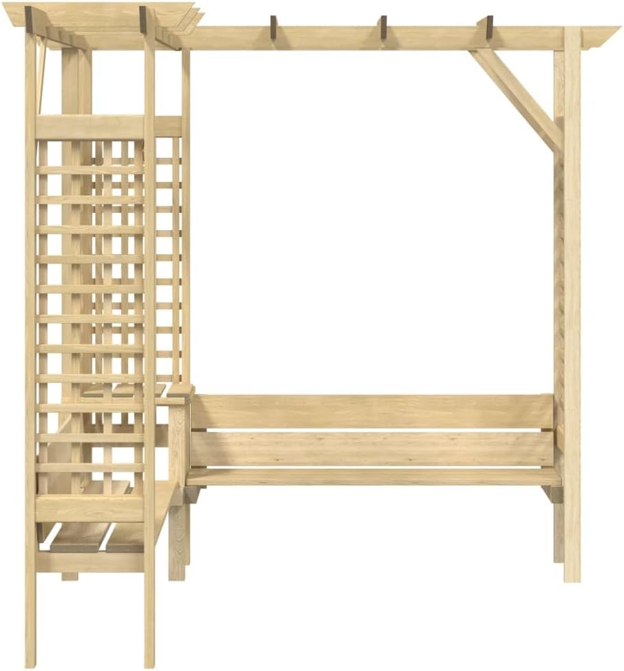 vidaXL Kiefernholz Imprägniert Eckpergola mit Bank Holz Gartenbank Holzpergola