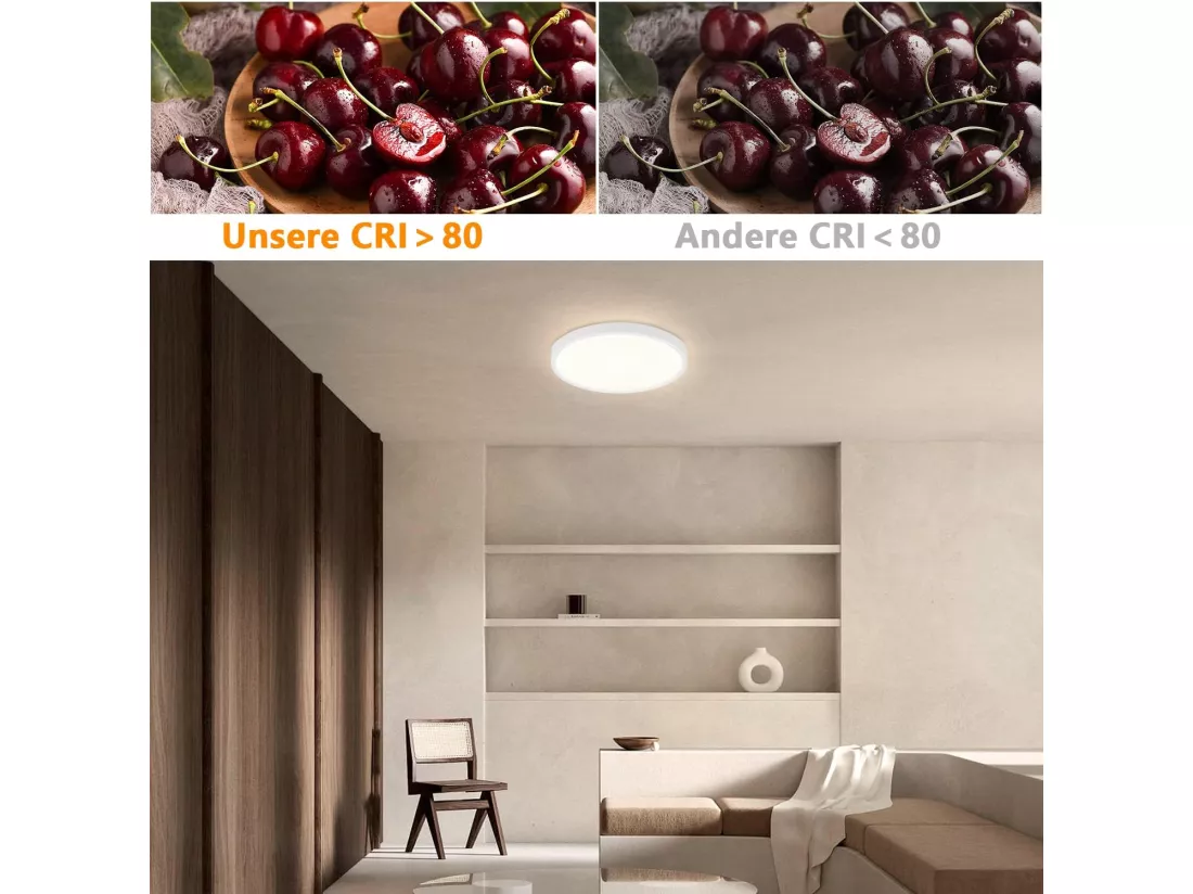NETTLIFE Plafonnier LED plafonnier cuisine 15W lampe de salle de bain plate 4000K IP44