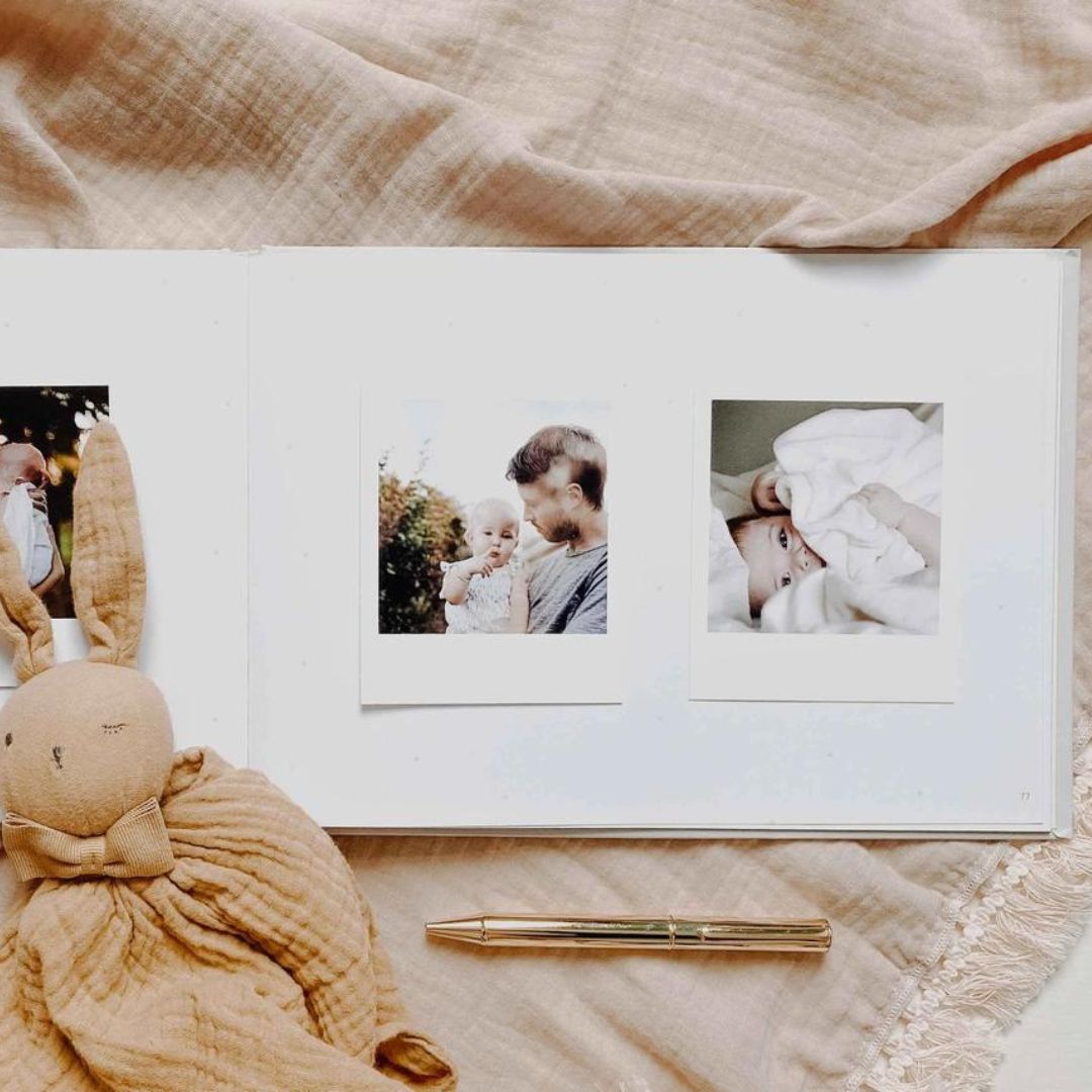 Blush and gold invulboek my baby journal aqua