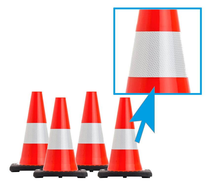 UVV 4-delige set flexibele verkeerskegels, 30 cm hoog, in groen of oranje | optioneel reflecterend / oranje / met RA2-folie