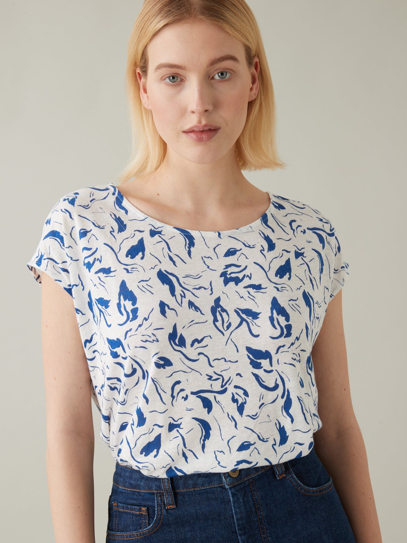 T-shirt femme lin et viscose imprimé Iris