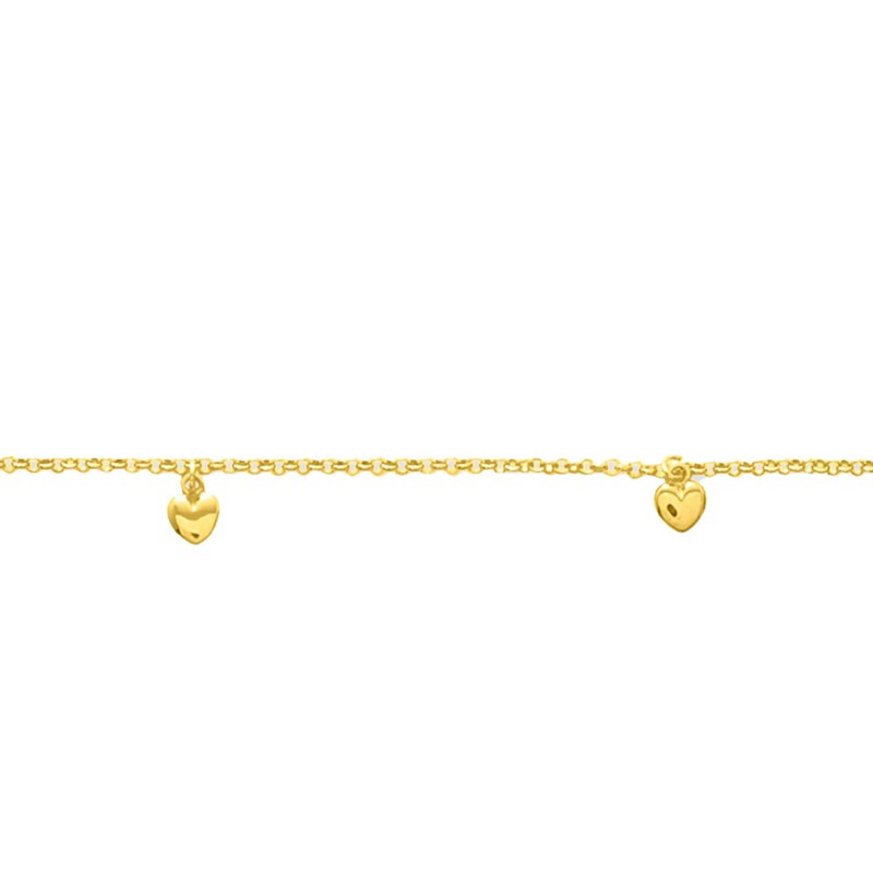 Chaîne de cheville femme - Coeur - Or 18 Carats - 25 cm