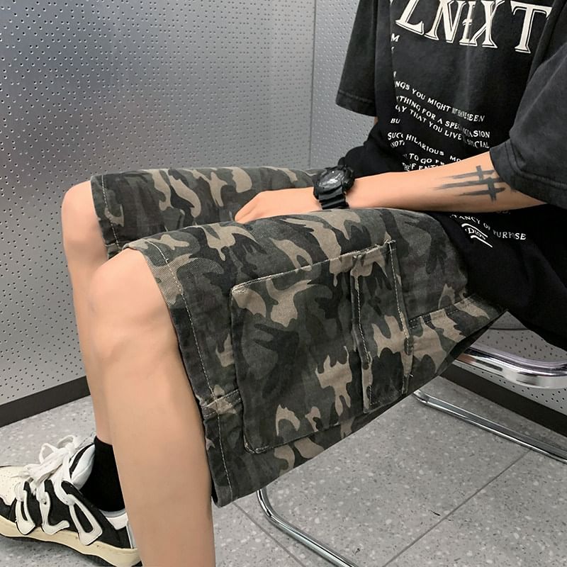 Bay Go Mall - Cargoshorts met trekkoord en camouflageprint