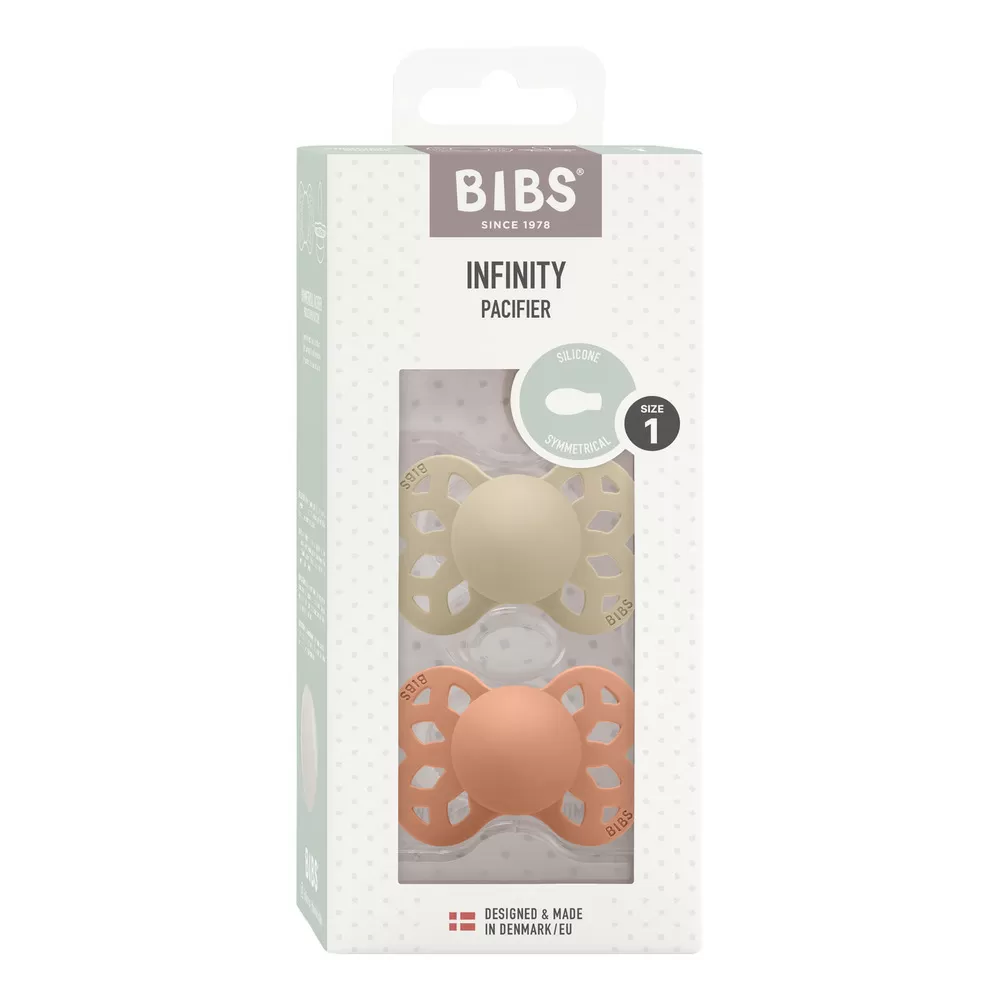 BIBS Infinity Silicone Symetrisk Vanilla/Peach 2 pak - Flere størrelser