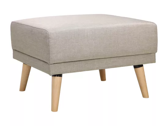 Pouf repose-pieds scandinave en tissu beige et bois clair ULLA