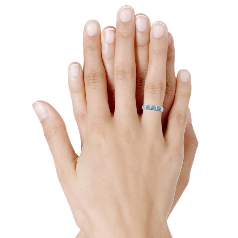 Bague Argent Trois Carrés de Larimar