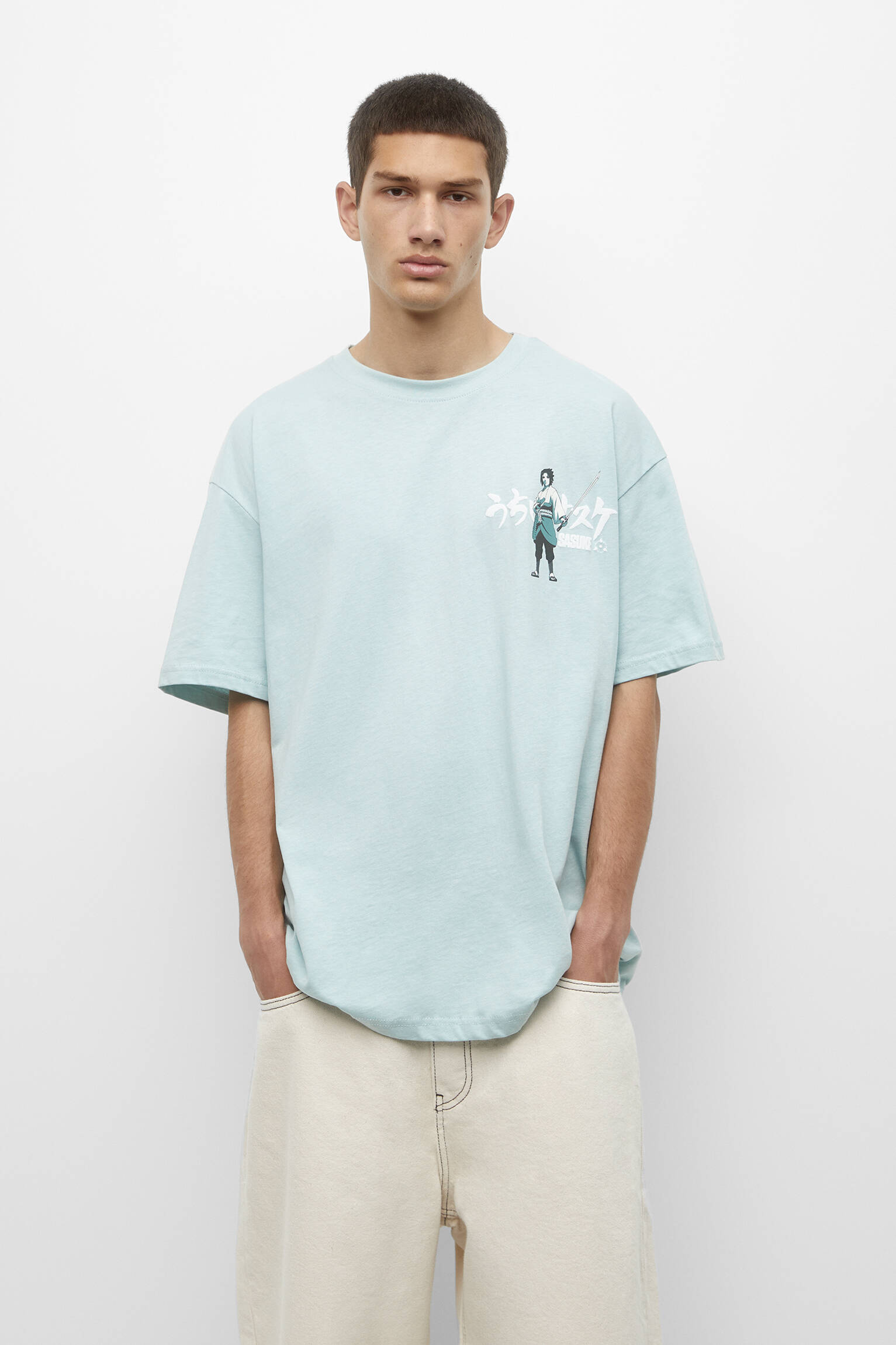CAMISETA SASUKE UCHIHA - VERDE-ÁGUA