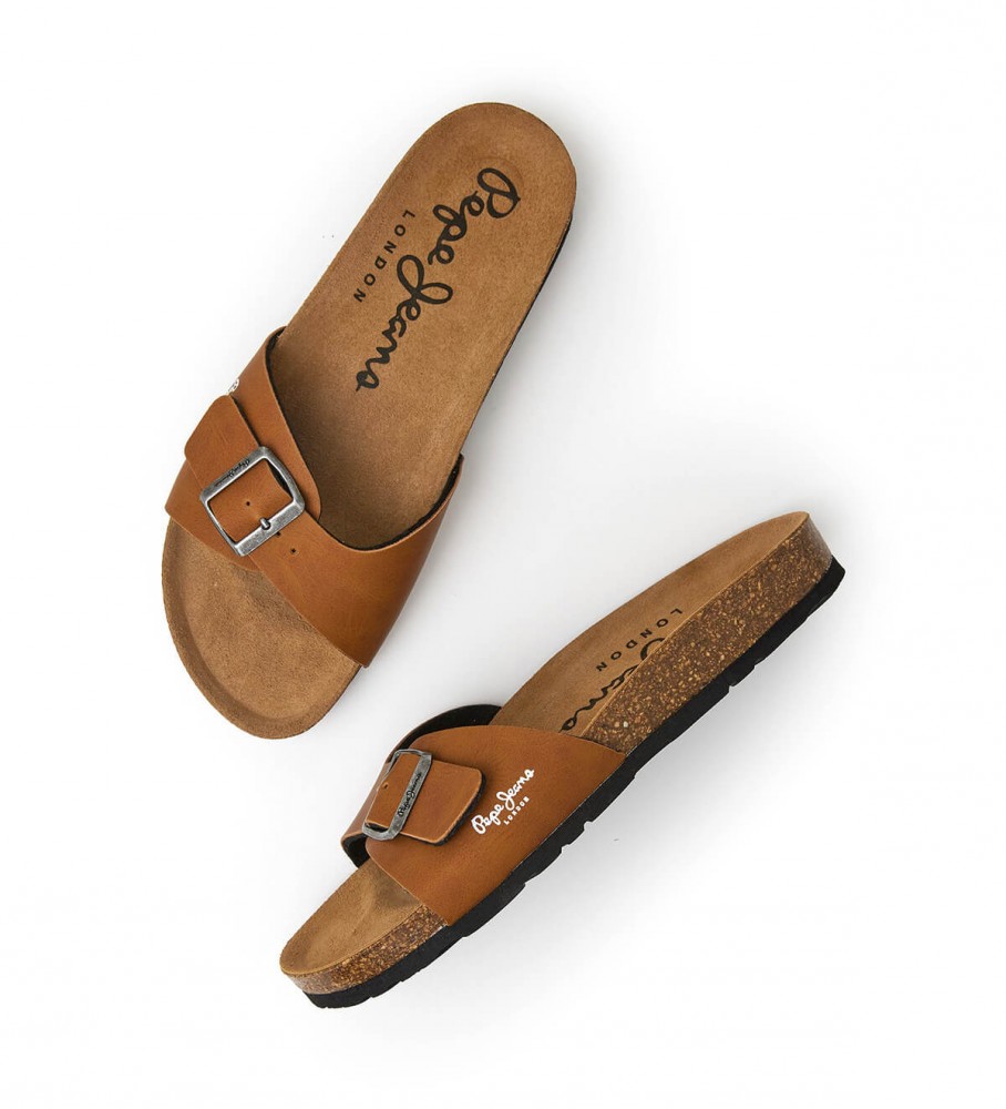 Sandálias Pepe Jeans Bio Single Kansas, marrom claro
