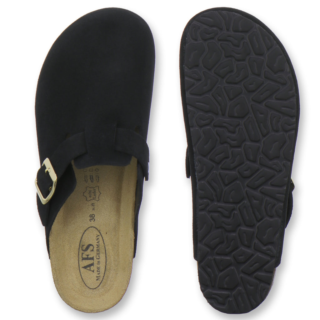 Clogs Damen Leder schwarz Velour