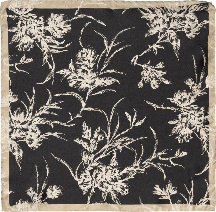 ETON Black Floral Silk Pocket Square Sort