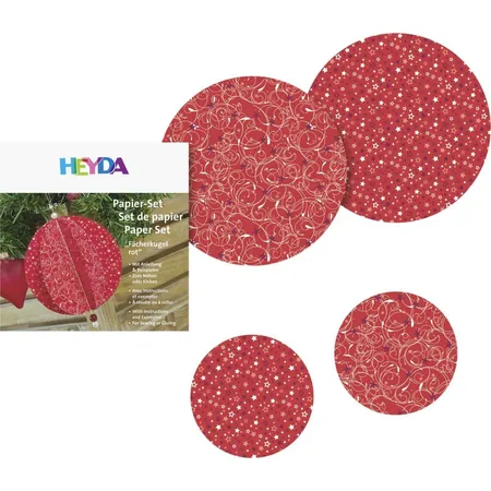 Heyda Bastelpackung Fächerdeko Kugel, rot, 40 Blatt