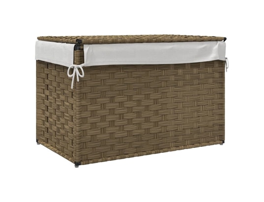 VIDAXL - Panier à linge avec couvercle 55,5x35x34 cm résine tressée