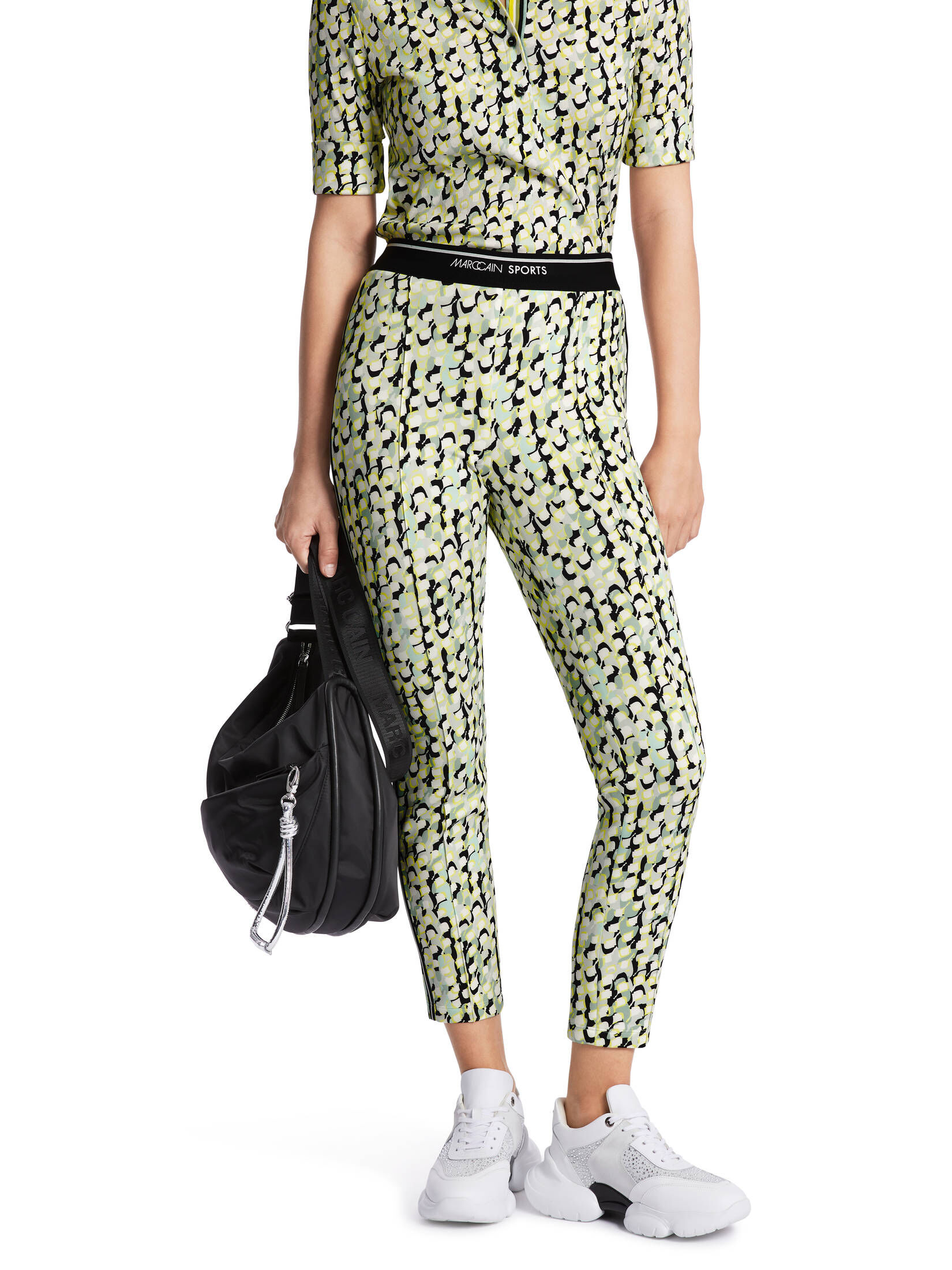 Marc Cain| Damen Hose SOFIA mit Alloverprint und Galon Slim Fit