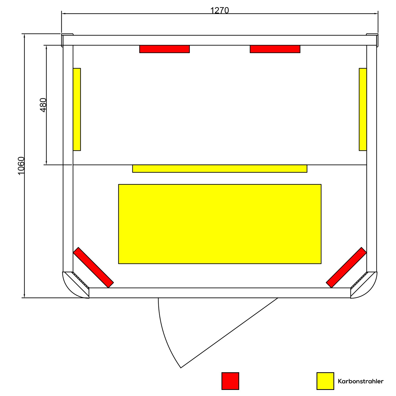 Dewello® Infrarotkabine Infrarotsauna TORONTO 127cm x 106cm inkl. 4 Vollspektrumstrahler, 4 Karbonstrahler, 4 Personen