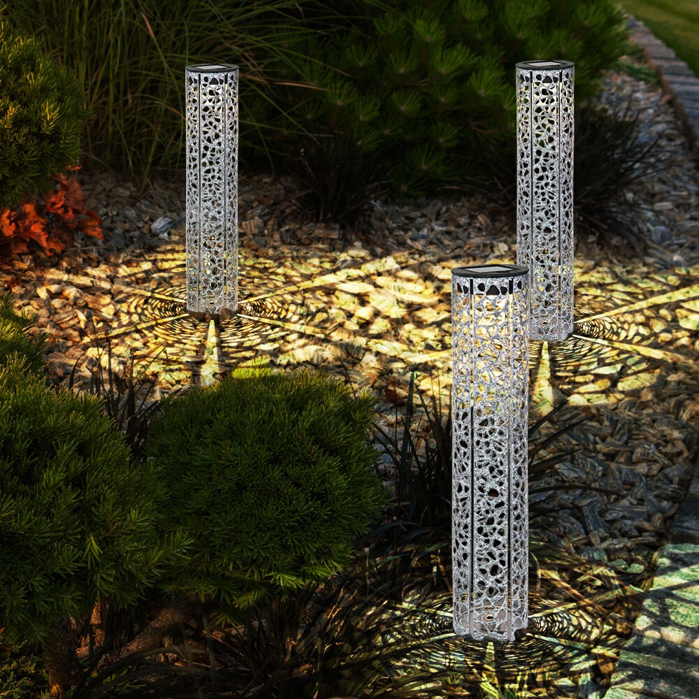 LED Solarleuchte, Metall, Schwarz, silber zinkfarben, H 46cm