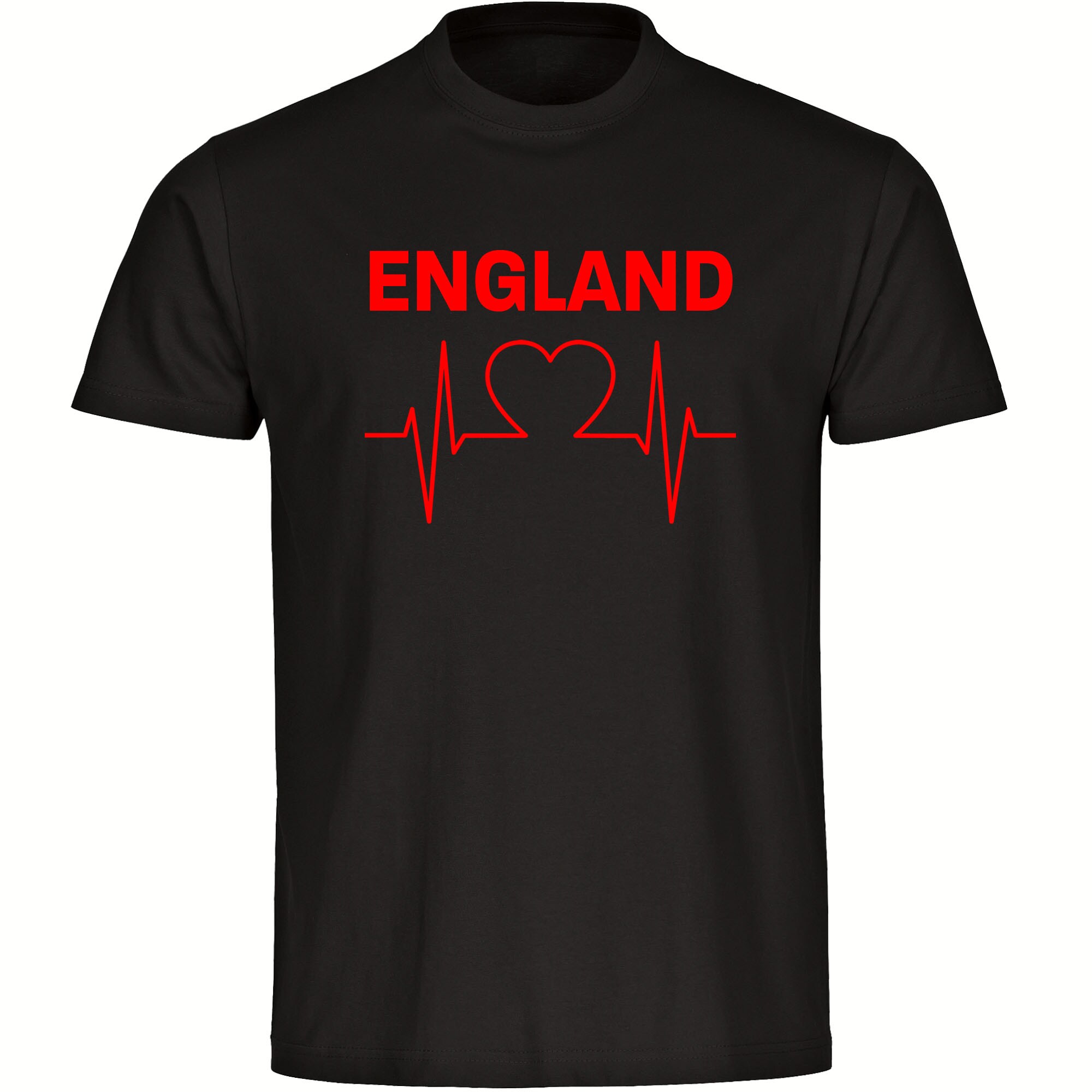 multifanshop® Herren T-Shirt- England - Herzschlag - Druck rot