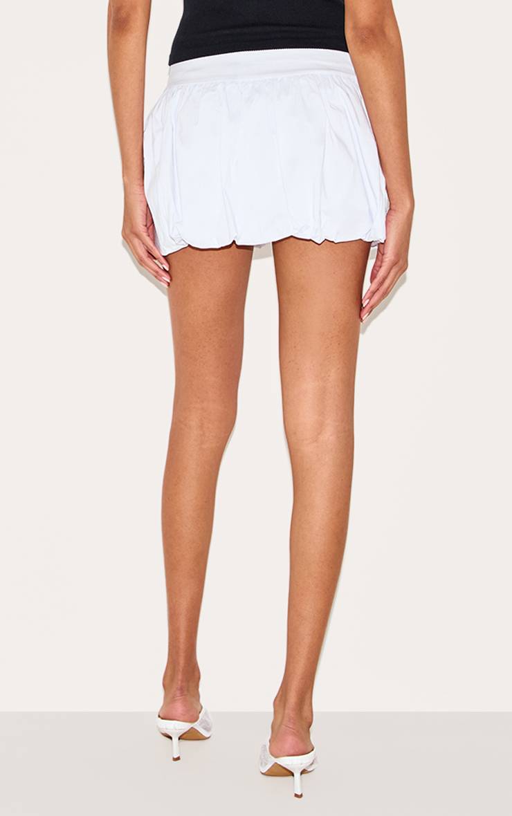 Blanc Jupe Micro Mini Bouffante En Tissu Tissé Extensible