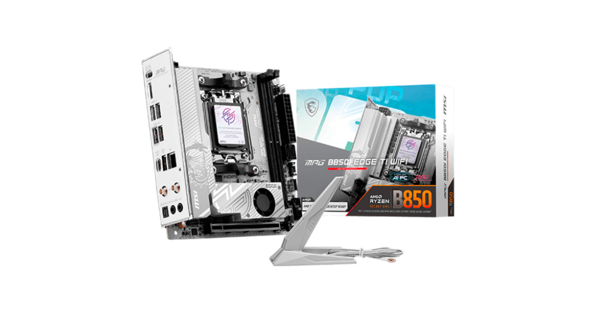 MSIMPG B850I EDGE TI WIFI socket AM5 moederbord  (RAID, 5Gb-LAN, Wi-Fi 7, BT, Sound, ATX, Tweedekans)